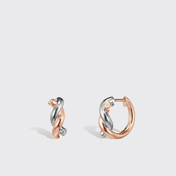 ROSE GOLD-WHITE GOLD SMALL TIES EARRINGS