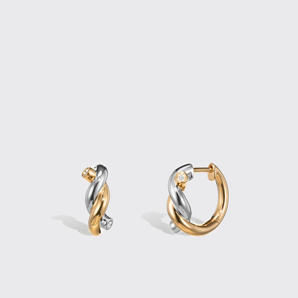 YELLOW GOLD-WHITE GOLD SMALL TIES EARRINGS