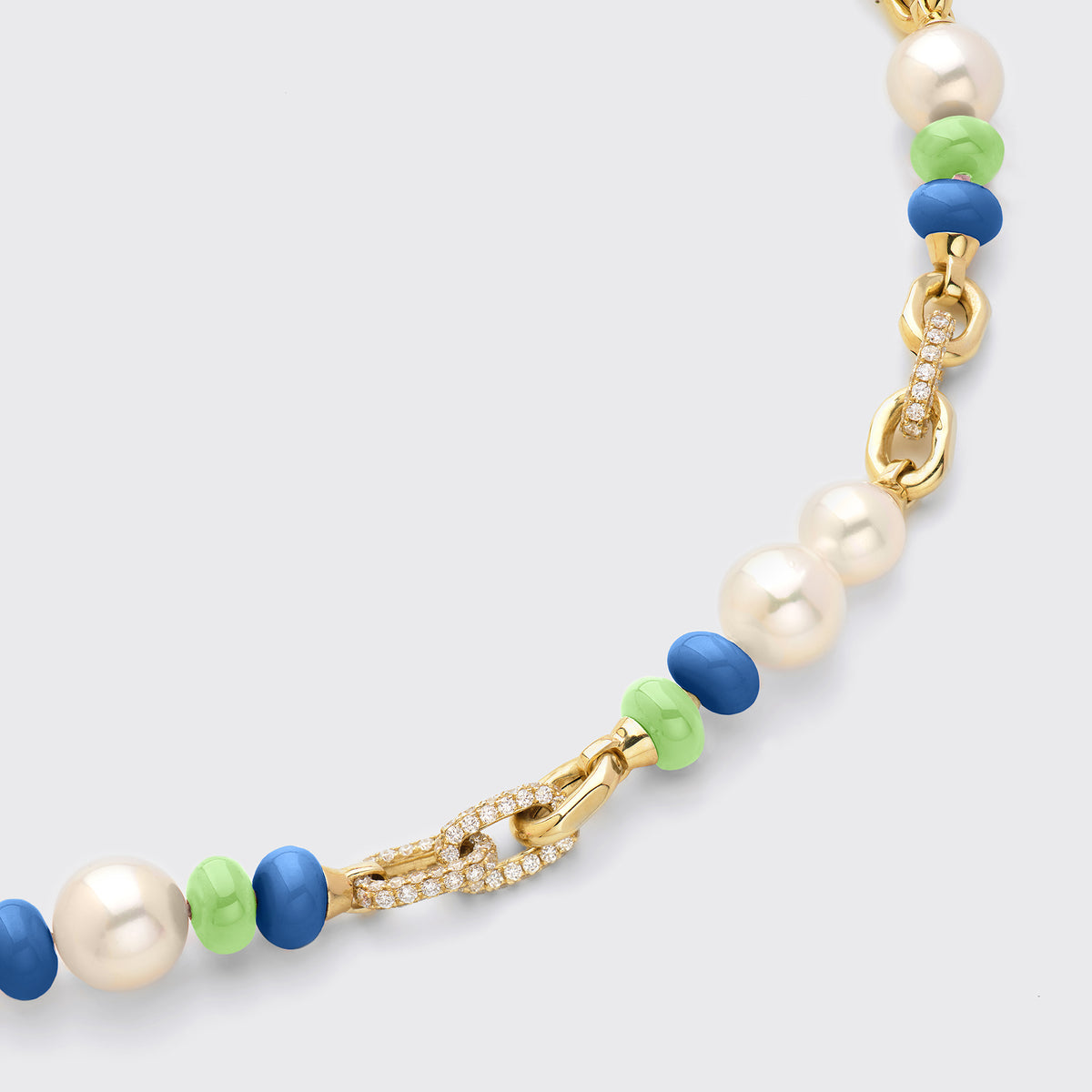DARK BLUE-LIME GREEN DIAMOND B-BOY CHAIN NECKLACE – Boochier