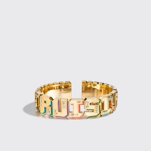 JUMBO YELLOW GOLD NOSTALGIA BANGLE (GEM STONES)