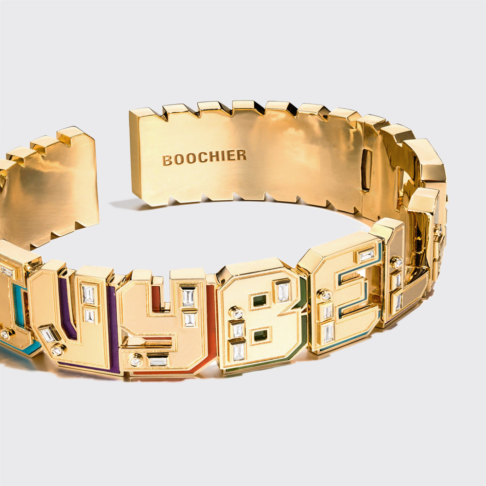 JUMBO YELLOW GOLD NOSTALGIA BANGLE (GEM STONES)