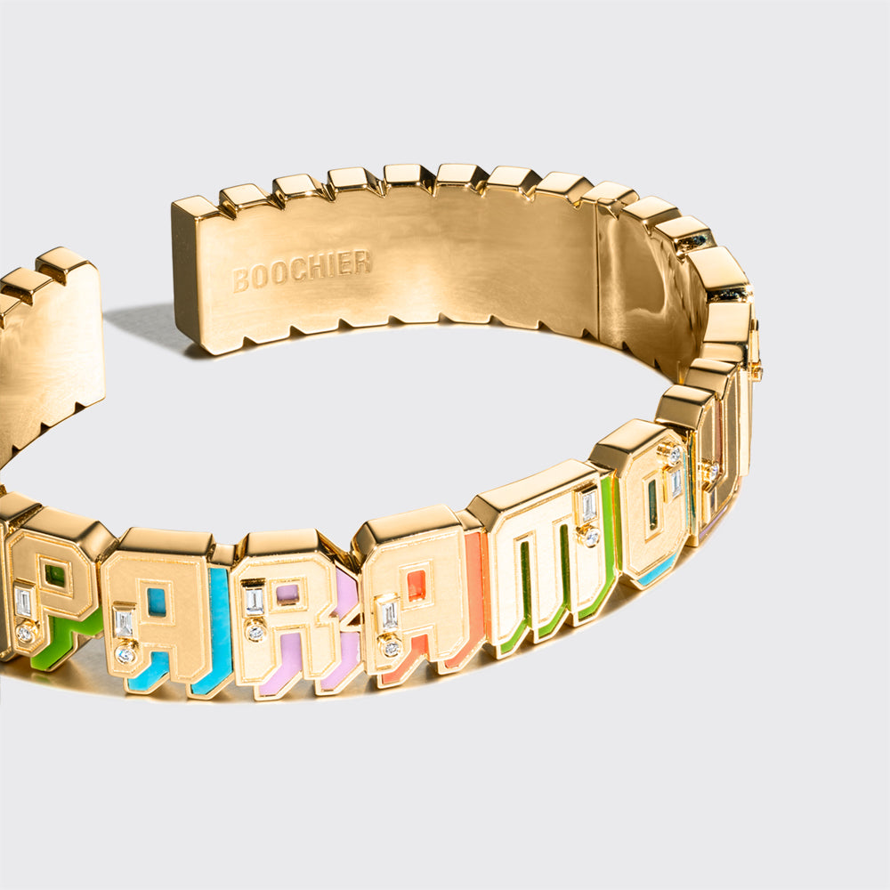 YELLOW GOLD DIAMOND NOSTALGIA BANGLE (GEM STONES)
