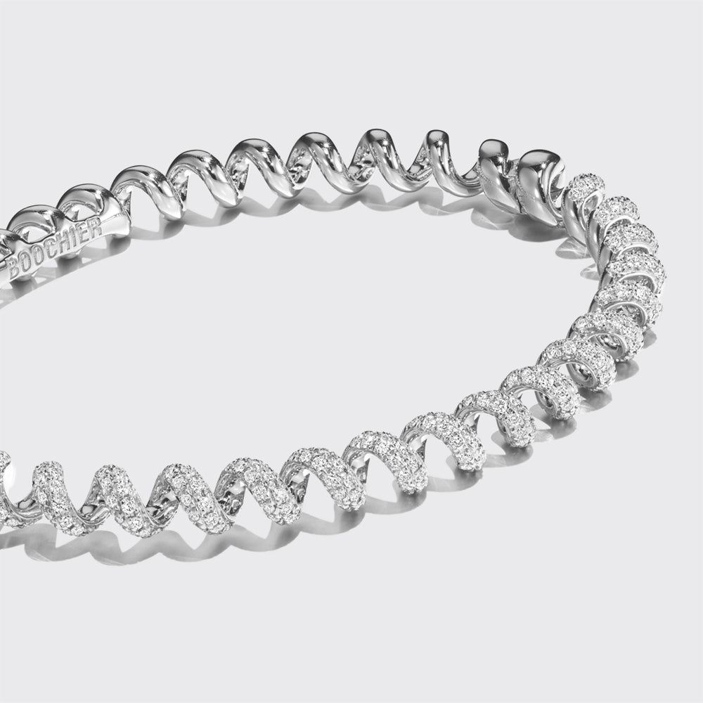 MINI WHITE GOLD DIAMOND SLINKEE BANGLE