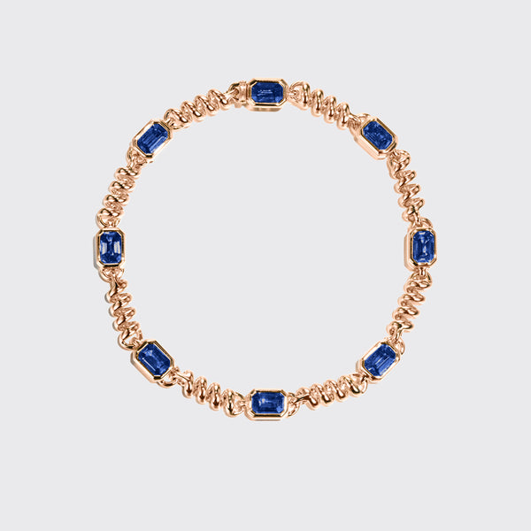 ROSE GOLD GOLD SLINKEE BLUE SAPPHIRE BRACELET