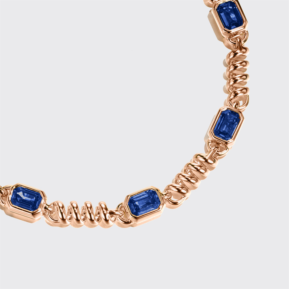 ROSE GOLD GOLD SLINKEE BLUE SAPPHIRE BRACELET