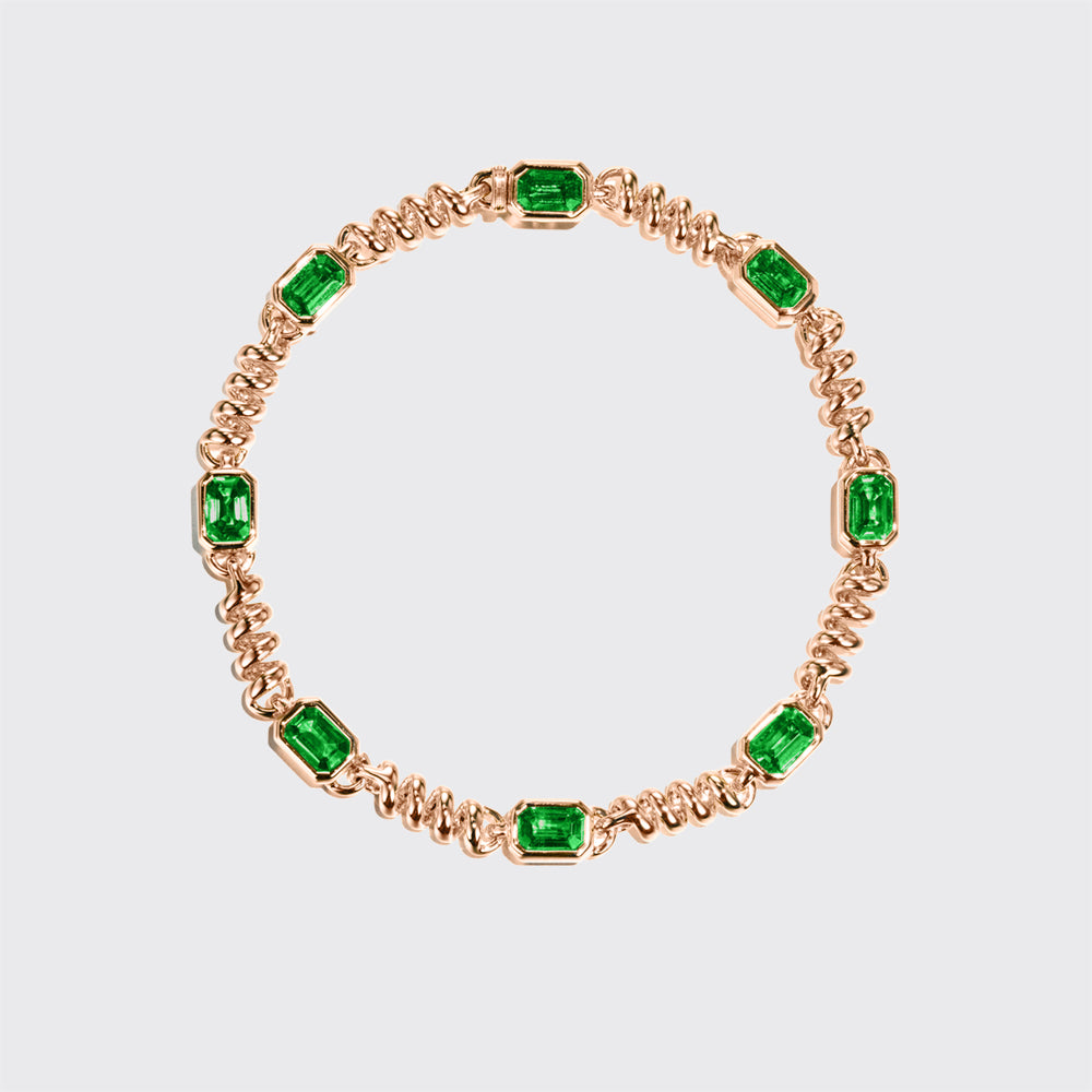 ROSE GOLD GOLD SLINKEE EMERALD BRACELET