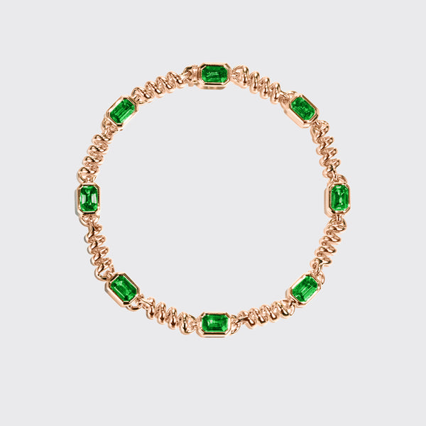 ROSE GOLD GOLD SLINKEE EMERALD BRACELET
