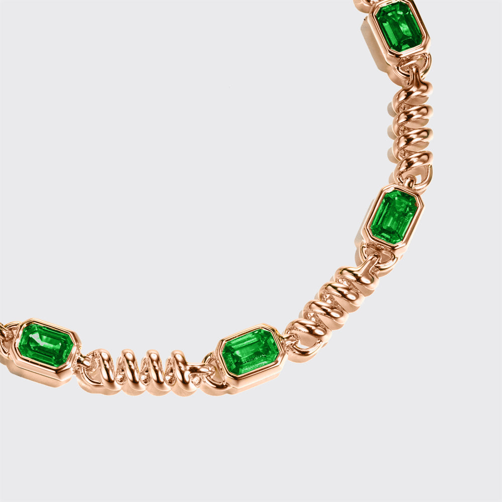 ROSE GOLD GOLD SLINKEE EMERALD BRACELET