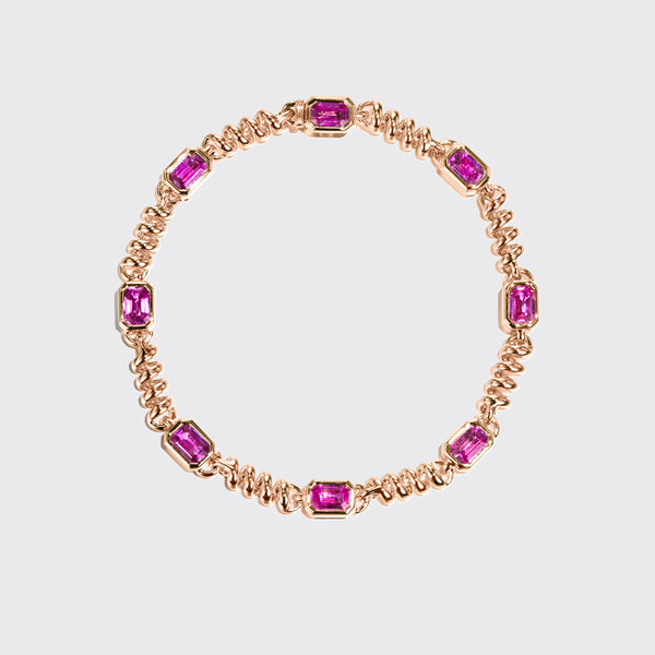 ROSE GOLD GOLD SLINKEE PINK SAPPHIRE BRACELET