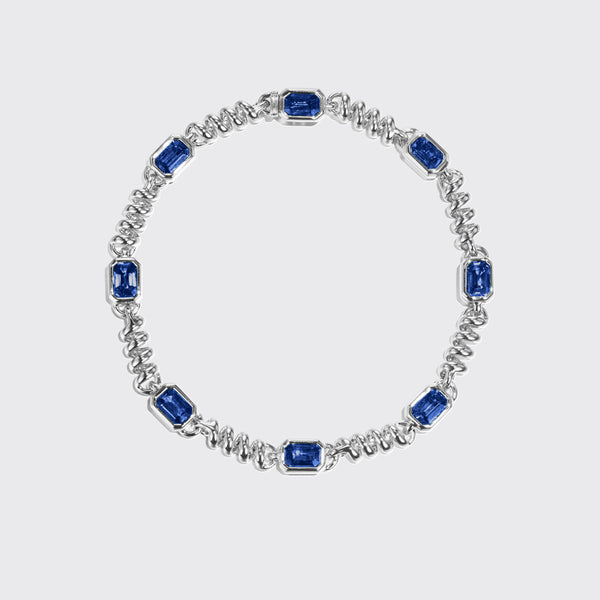 WHITE GOLD GOLD SLINKEE BLUE SAPPHIRE BRACELET