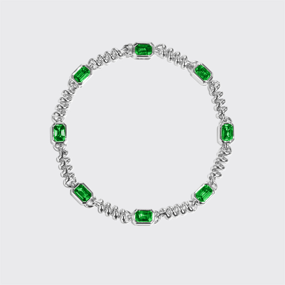 WHITE GOLD SLINKEE EMERALD BRACELET