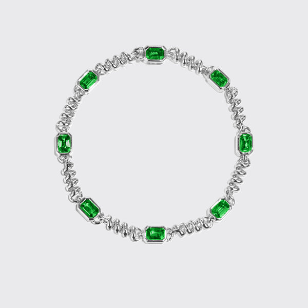 WHITE GOLD SLINKEE EMERALD BRACELET