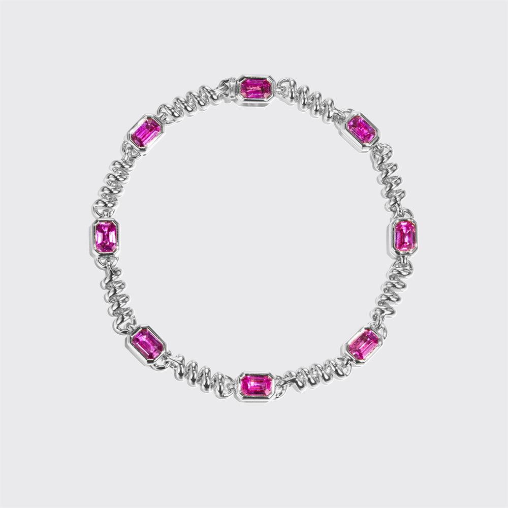 WHITE GOLD GOLD SLINKEE PINK SAPPHIRE BRACELET