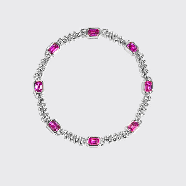 WHITE GOLD GOLD SLINKEE PINK SAPPHIRE BRACELET