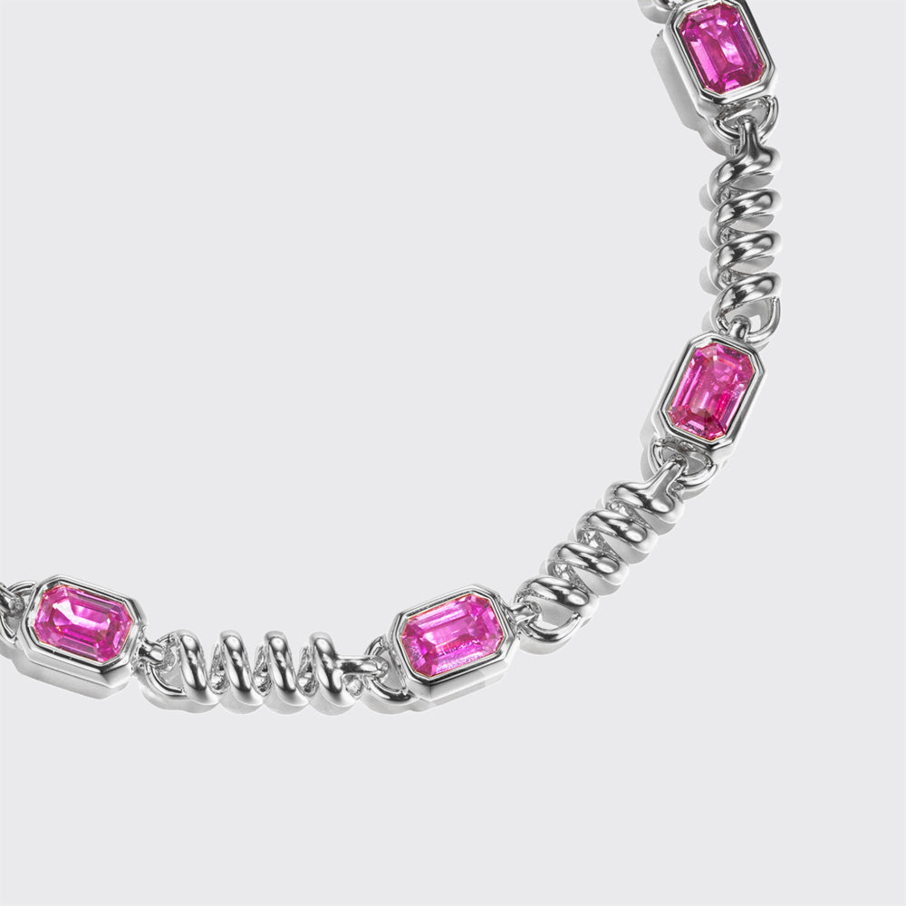 WHITE GOLD GOLD SLINKEE PINK SAPPHIRE BRACELET
