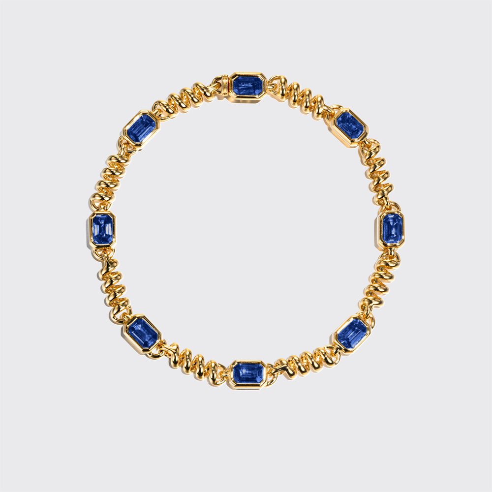 YELLOW GOLD GOLD SLINKEE BLUE SAPPHIRE BRACELET