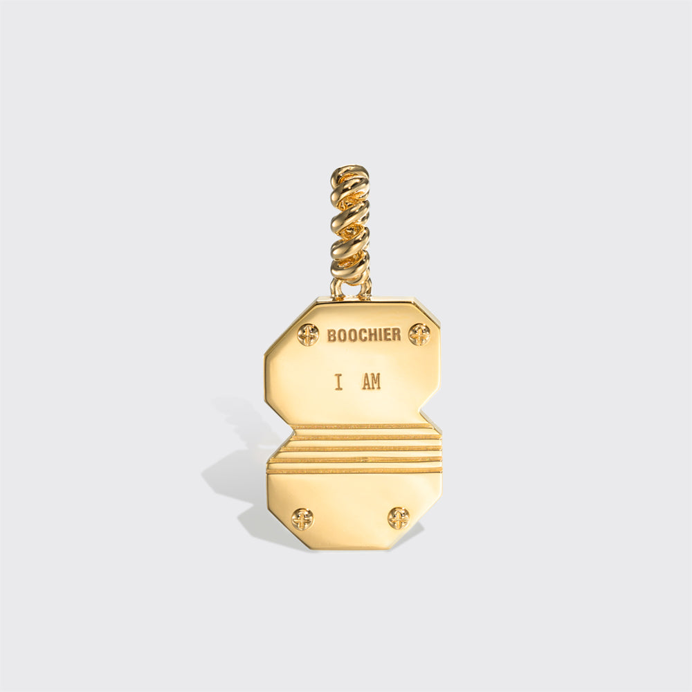 JUMBO YELLOW GOLD DIAMOND LETTER & NUMBER PENDANT [orange & pink sapphires]
