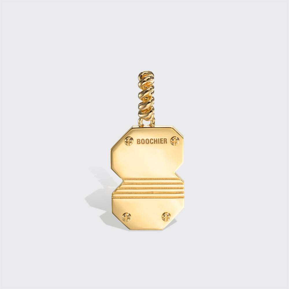 JUMBO YELLOW GOLD DIAMOND LETTER & NUMBER PENDANT [orange & pink sapphires]
