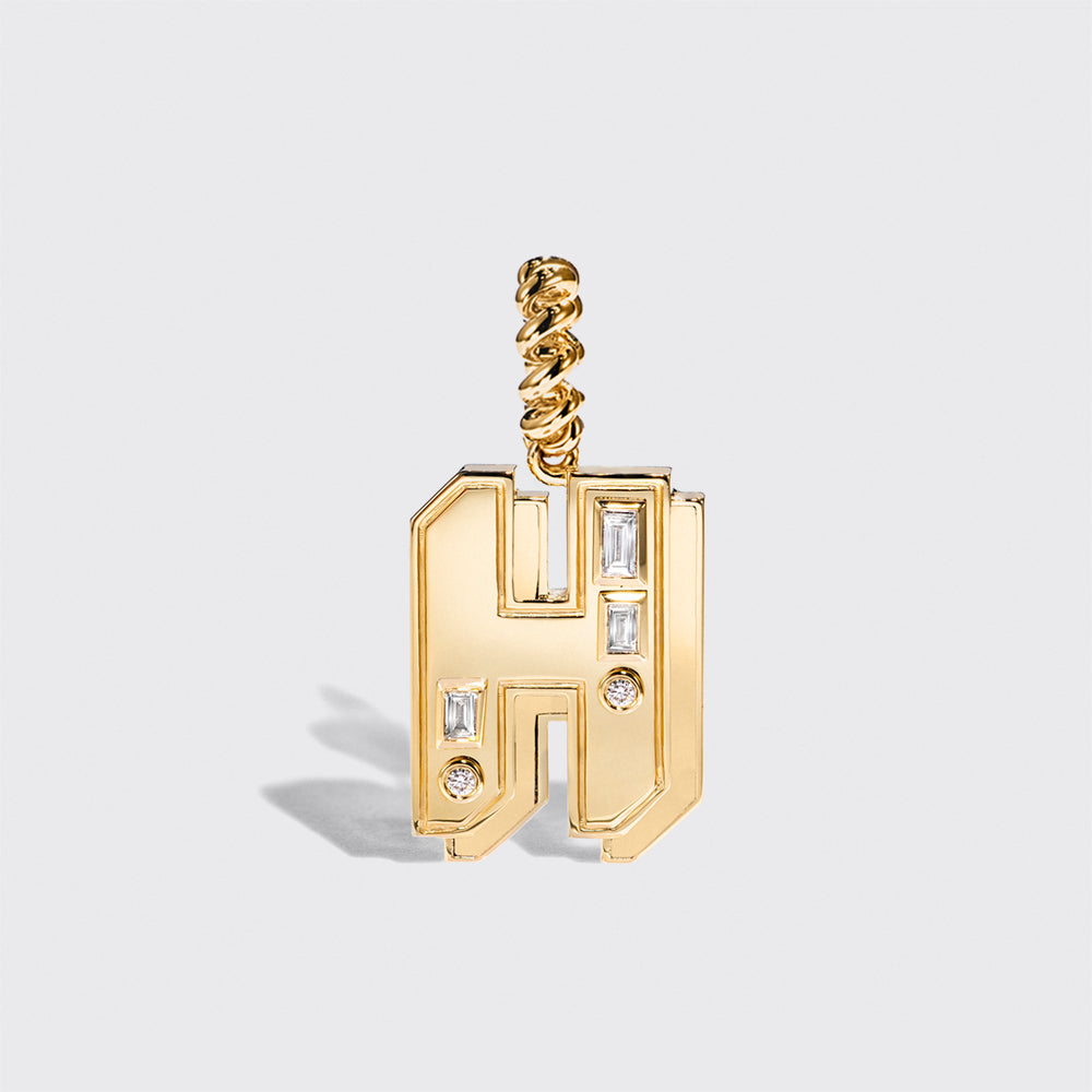 JUMBO YELLOW GOLD DIAMOND LETTER AND NUMBER PENDANT