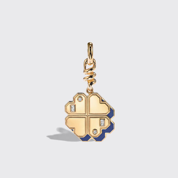 LAPIS YELLOW GOLD CLOVER LEAF CHARM