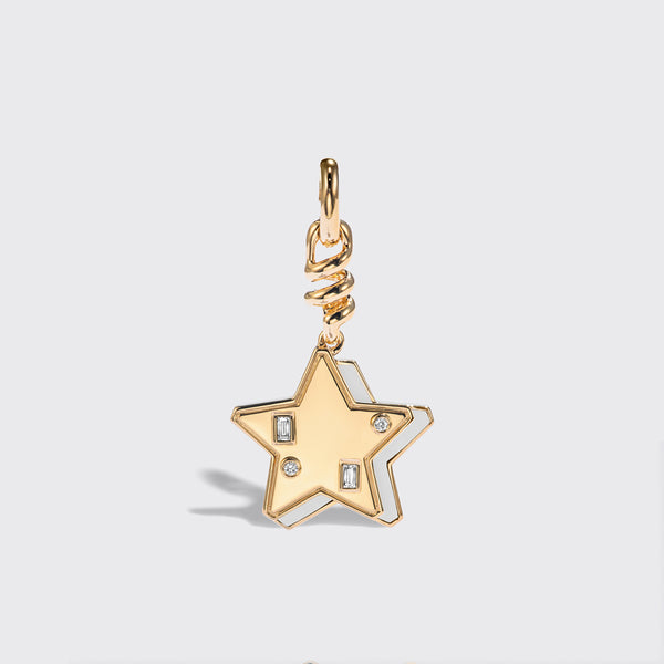 WHITE MOTHER OF PEARL YELLOW GOLD STAR CHARM