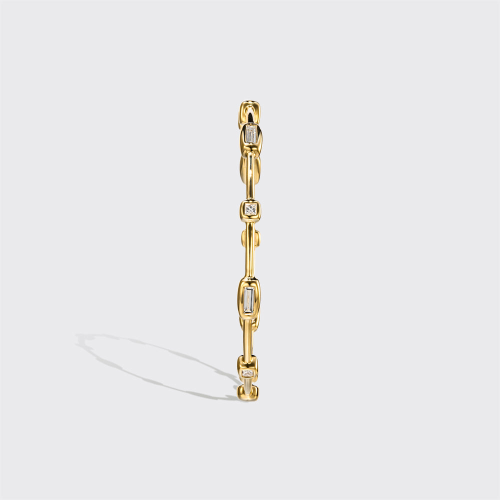 JUMBO YELLOW GOLD DIAMOND ARCADE HOOP EARRINGS