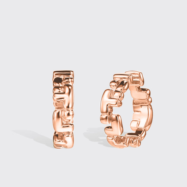 LARGE ROSE GOLD ARCADE DOUBLE ETERNITY LOCK EARRINGS