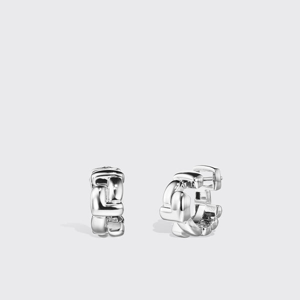 WHITE GOLD ARCADE DOUBLE ETERNITY LOCK EARRING HUGGIES