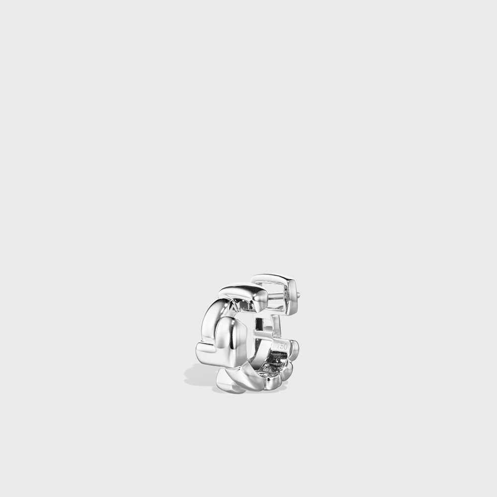 WHITE GOLD ARCADE DOUBLE ETERNITY LOCK EARRING HUGGIES