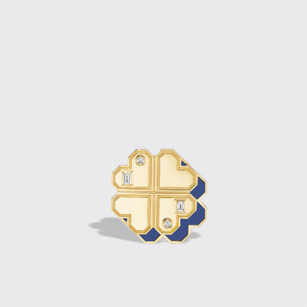 LAPIS YELLOW GOLD CLOVER LEAF STUDS