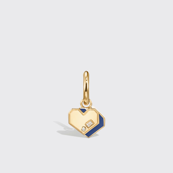 LAPIS YELLOW GOLD MINI HEART HOOP MONO EARRING