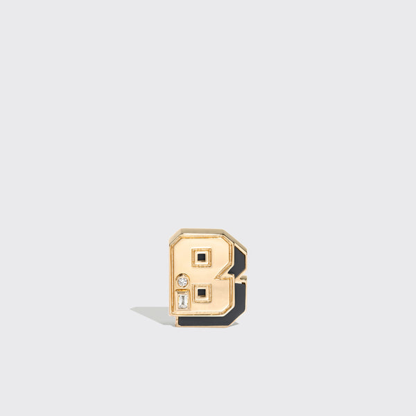 ONYX YELLOW GOLD MINI LETTER MONO STUD