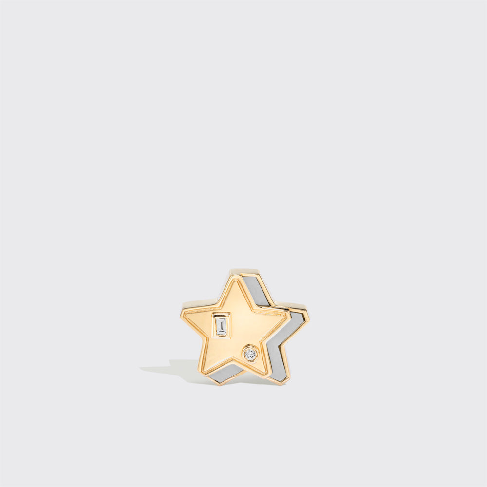 WHITE MOTHER OF PEARL YELLOW GOLD MINI STAR STUDS