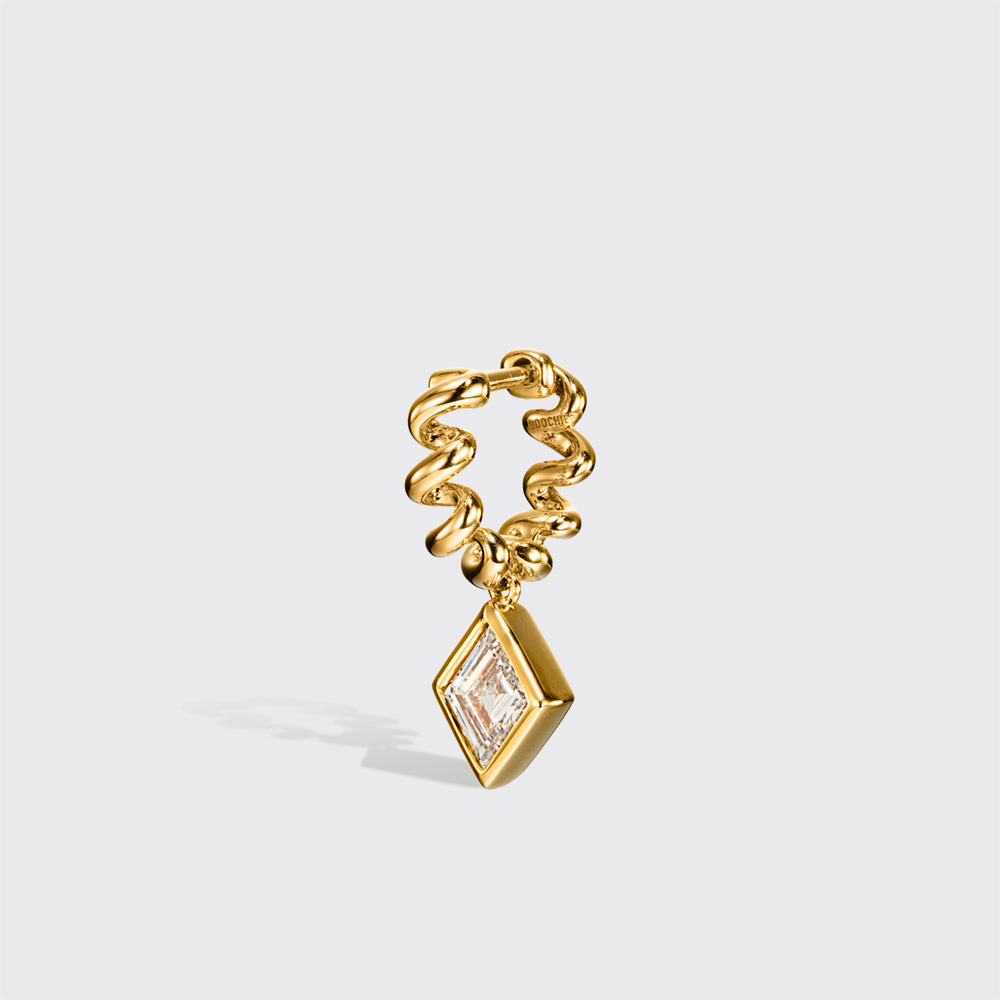 YELLOW GOLD KITE DIAMOND SLINKEE DROPS HUGGIE EARRINGS