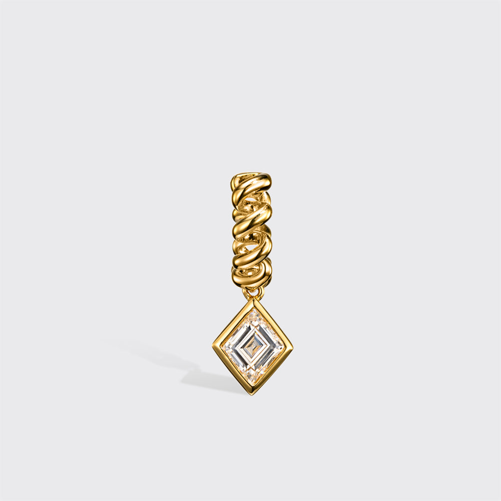 YELLOW GOLD KITE DIAMOND SLINKEE DROPS HUGGIE EARRINGS