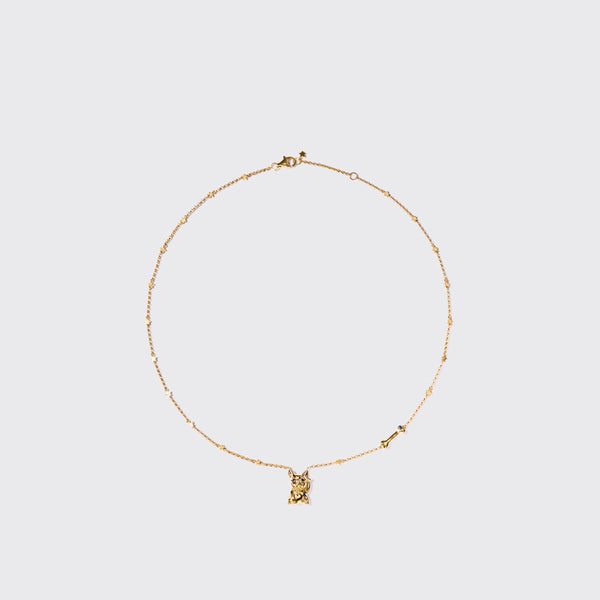 YELLOW GOLD LUCKY PUP DIAMOND NECKLACE