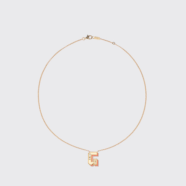 CORAL YELLOW GOLD LETTER NECKLACE