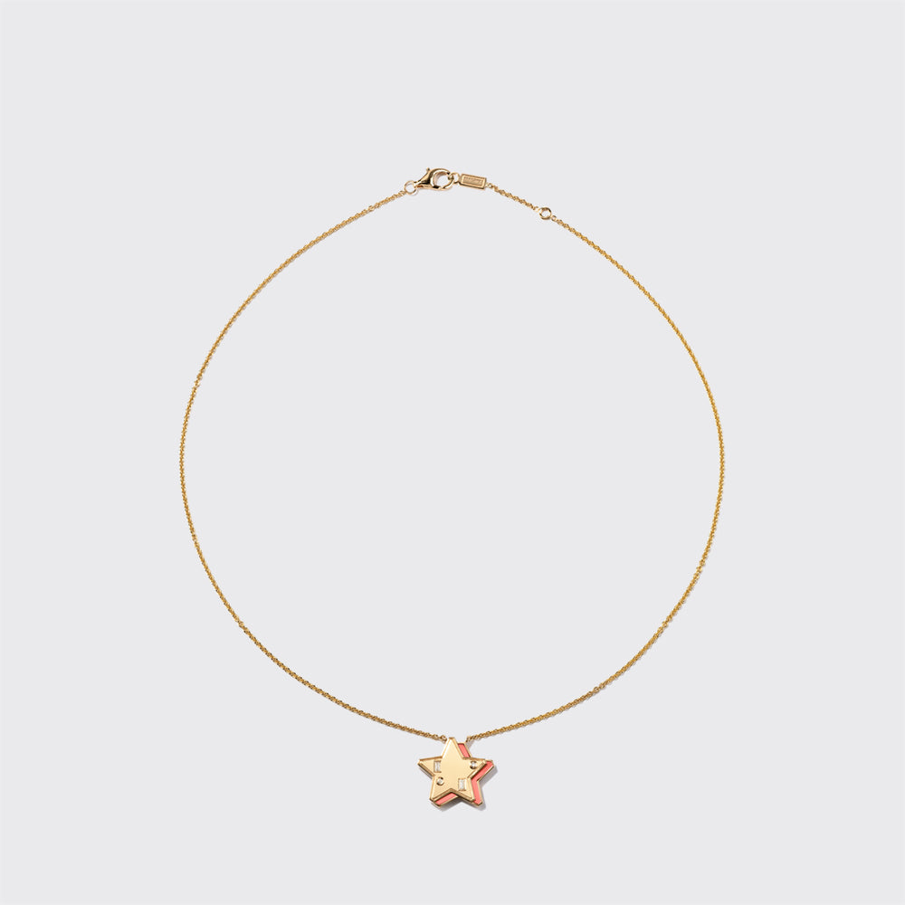 CORAL YELLOW GOLD STAR NECKLACE