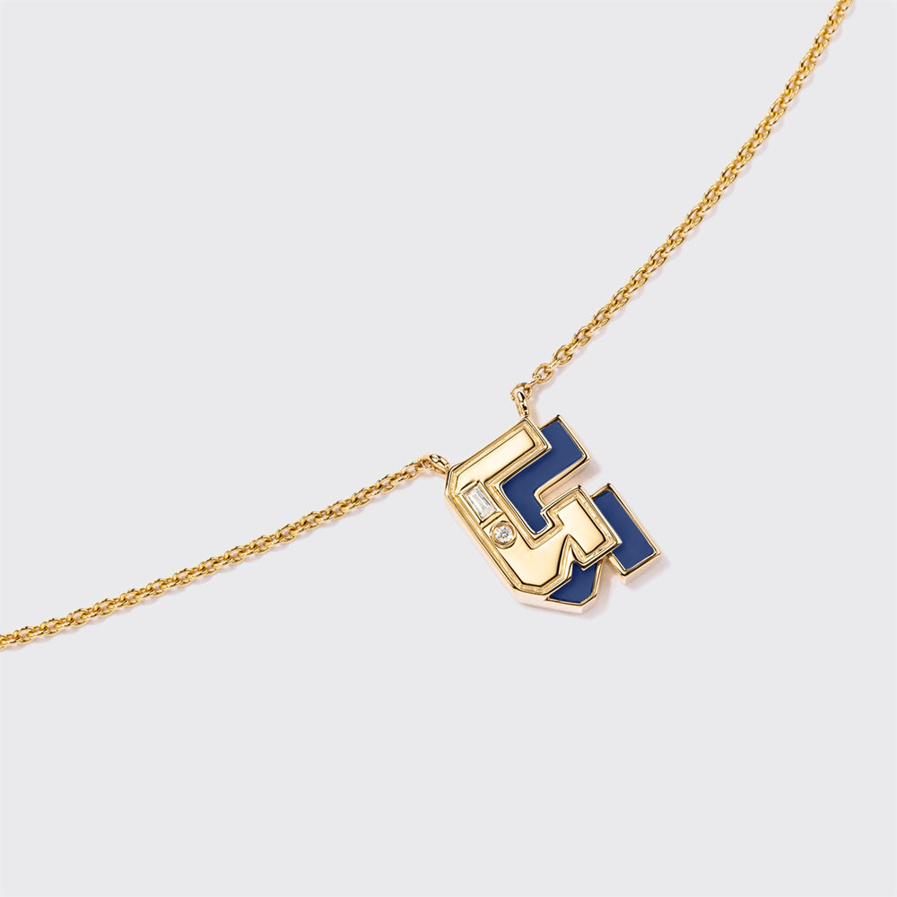 LAPIS YELLOW GOLD MINI LETTER NECKLACE