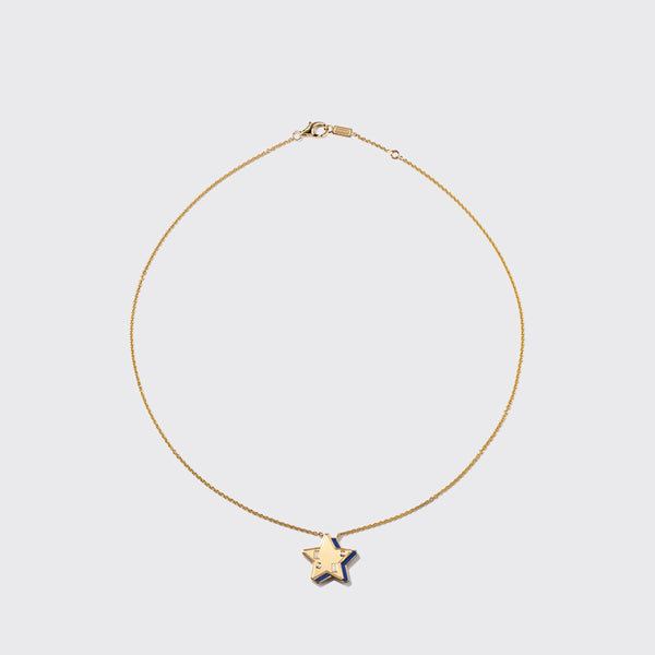 LAPIS YELLOW GOLD STAR NECKLACE