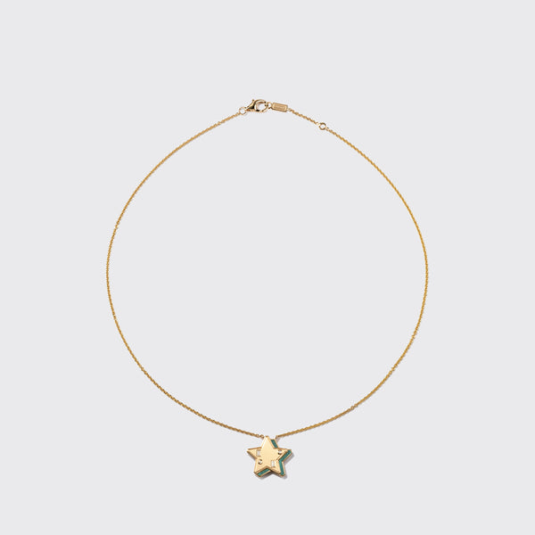 MALACHITE YELLOW GOLD STAR NECKLACE