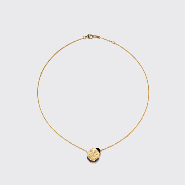 ONYX YELLOW GOLD LADYBUG NECKLACE