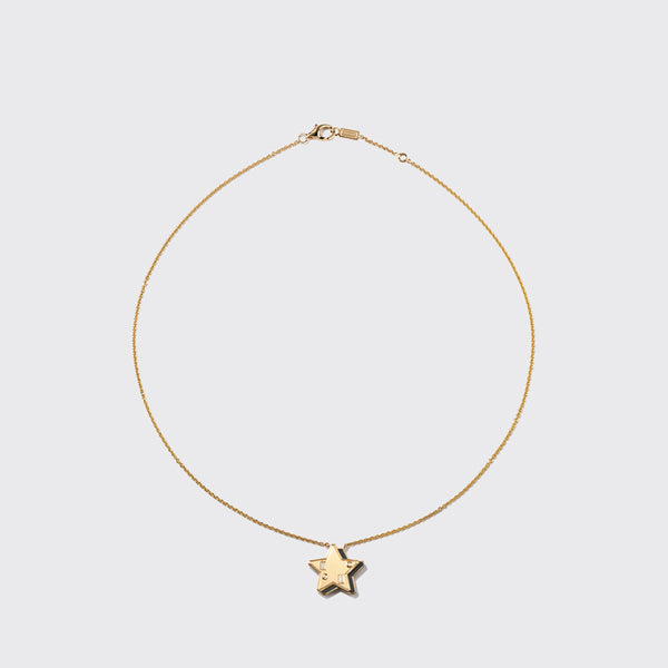 ONYX YELLOW GOLD STAR NECKLACE