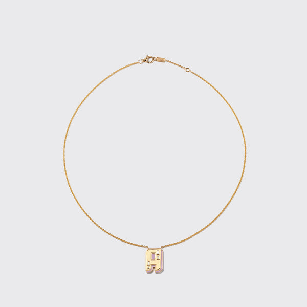 PHOSPHOSIDERITE YELLOW GOLD LETTER NECKLACE