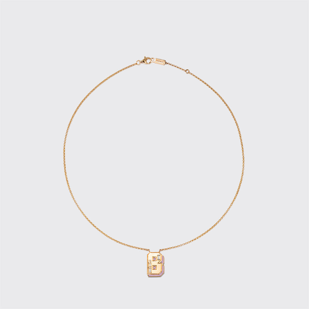 PHOSPHOSIDERITE YELLOW GOLD LETTER NECKLACE