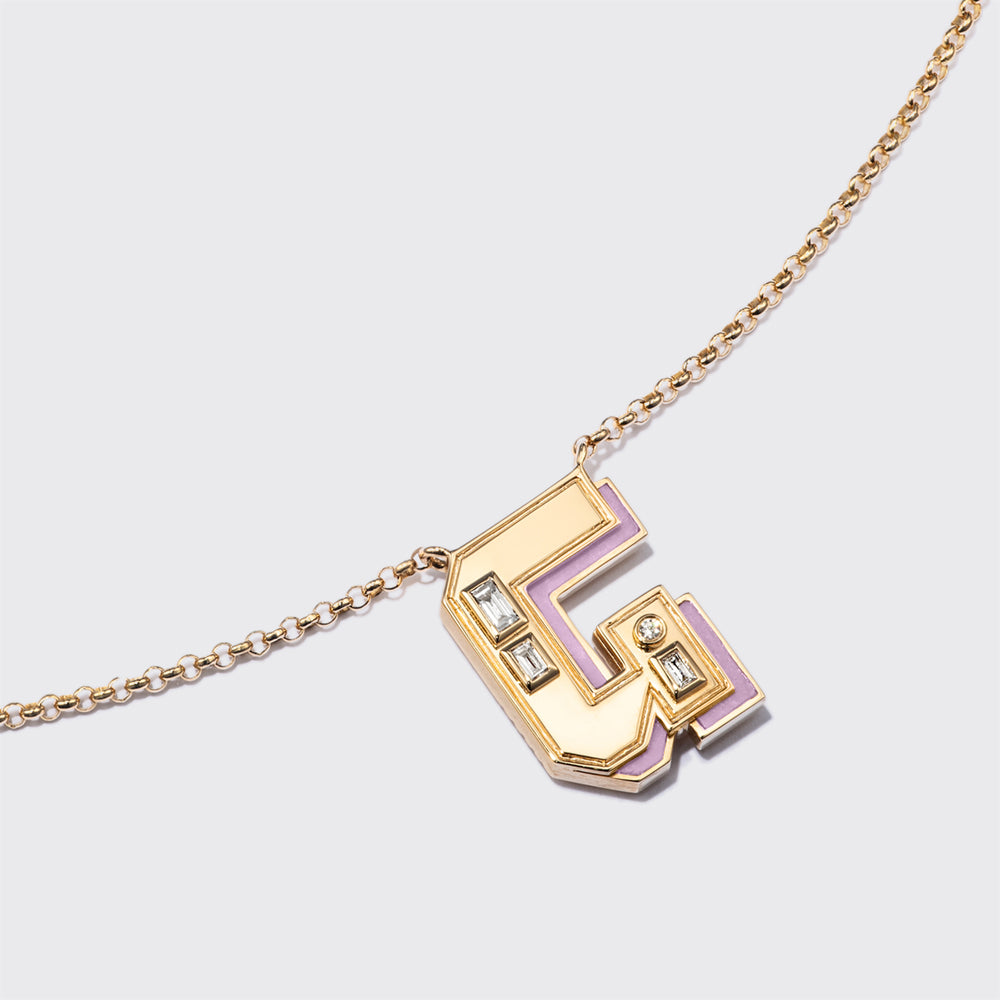 PHOSPHOSIDERITE YELLOW GOLD LETTER NECKLACE
