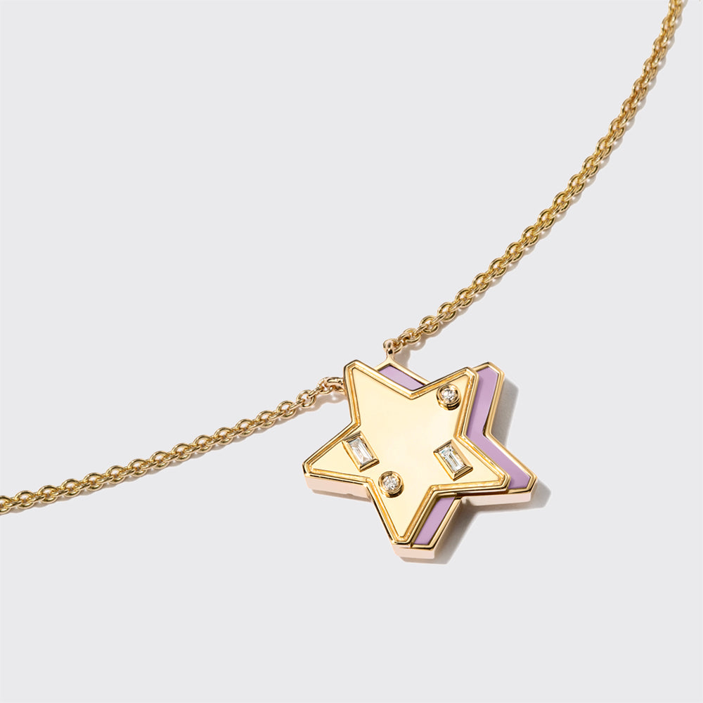 PHOSPHOSIDERITE YELLOW GOLD STAR NECKLACE