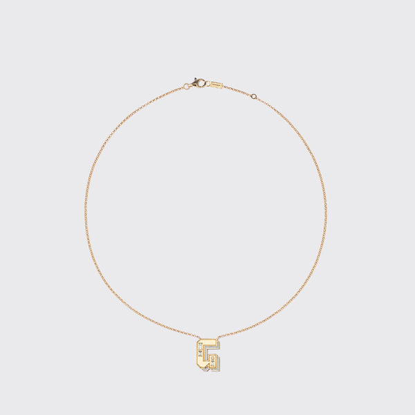 WHITE MOTHER OF PEARL YELLOW GOLD LETTER NECKLACE
