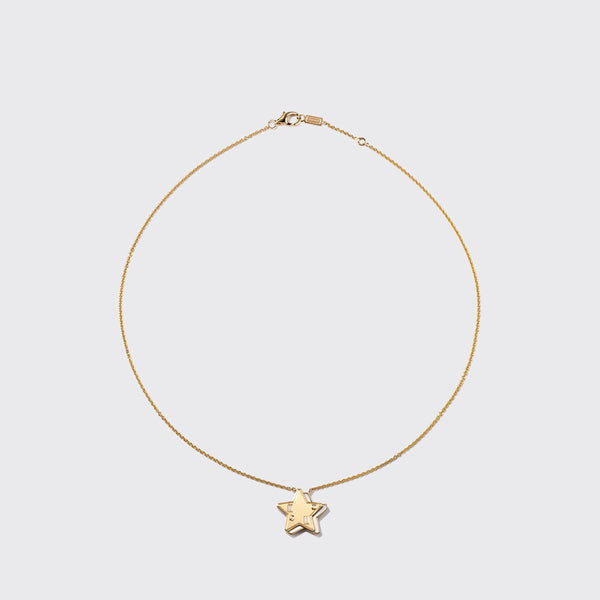 WHITE MOTHER OF PEARL YELLOW GOLD STAR NECKLACE