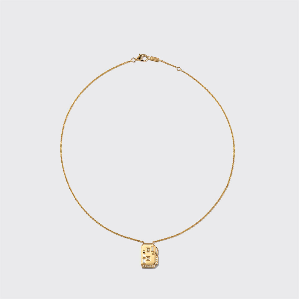 YELLOW GOLD DIAMOND LETTER NECKLACE